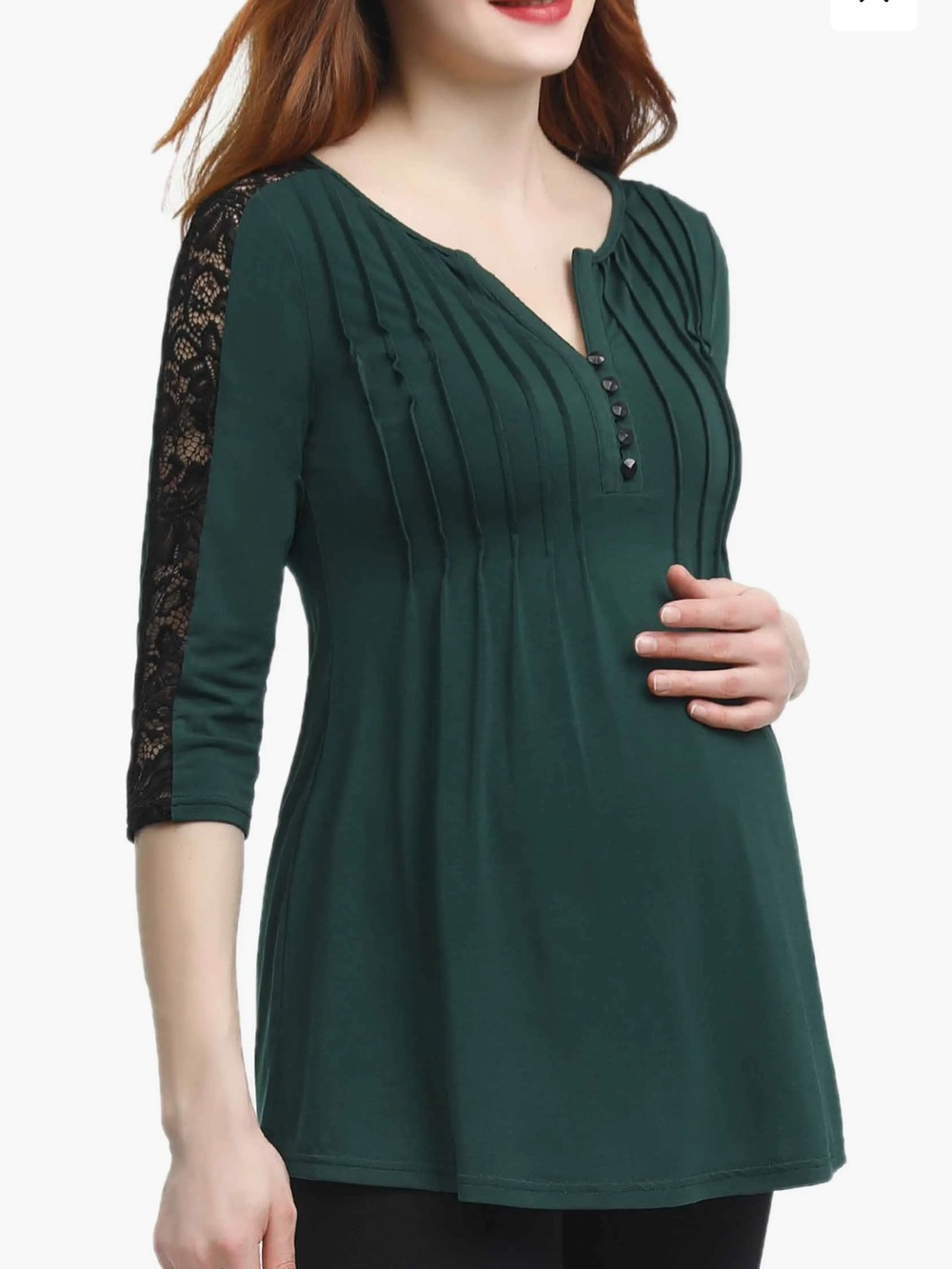 Kimi & Kai - Lucy Lace Accent Pleated Maternity Top - size M